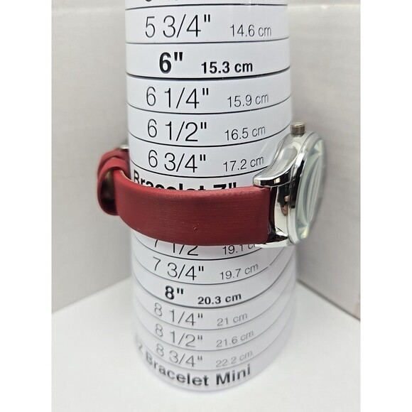 Burgi BUR189RD Womens Diamond Flower Dial Red Leather Quartz Watch New Battery